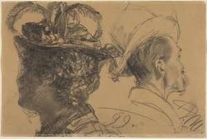 Egy férfi és egy nő feje alkotó: Adolph Menzel