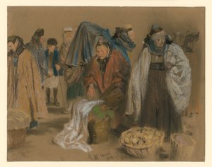 Hesseni parasztok a kasseli piacon alkotó: Adolph Menzel