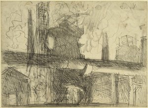 Magaskemence, kémények, vezetékcső Königshütte-ben alkotó: Adolph Menzel