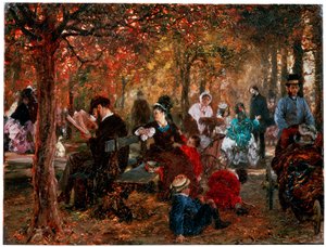 A Jardin de Luxembourgban A Jardin de Luxembourg visszaemlékezése, 1876. alkotó: Adolph Menzel