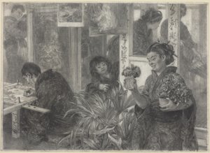 Japán művész munka közben alkotó: Adolph Menzel