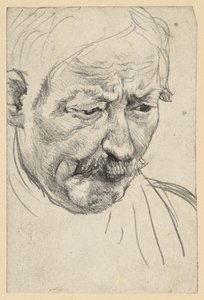 Bajuszos idős férfi feje alkotó: Adolph Menzel