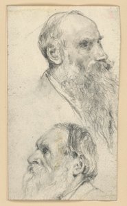Idősebb szakállas férfi feje jobbra és balra fordulva alkotó: Adolph Menzel