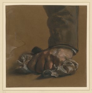 Férfi kéz és ujjtanulmány. A kéz egy kendőt fog meg alkotó: Adolph Menzel