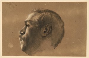 Férfifej bal profilból. Modelltanulmány a „Frigyes és emberei Hochkirchnél” című műhöz alkotó: Adolph Menzel