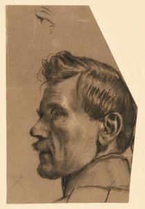 Bajuszos férfi fej profilból balra nézve alkotó: Adolph Menzel