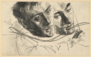 Férfi fej, jobbra és oldalra hajtva, két vázlat alkotó: Adolph Menzel