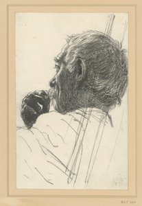 Férfifej és kéztanulmány, balra néző átfedő profil alkotó: Adolph Menzel