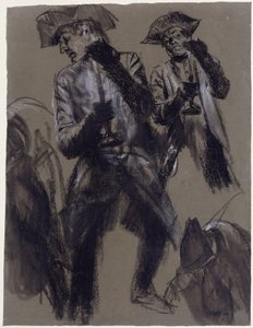 Modelltanulmány egy gyertyatartót tartó tisztről alkotó: Adolph Menzel