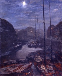 Holdfény a Friedrichsgracht felett az óvárosi Berlinben alkotó: Adolph Menzel