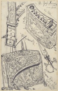 1618-ból származó lőszerzsák utazógyógyszerkészlettel, I. Johann Georg szász választófejedelem vadásznyergéhez, Történeti Múzeum, Drezda alkotó: Adolph Menzel