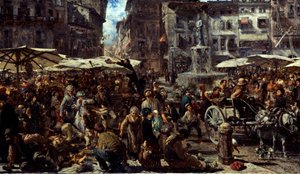 Piazza dErbe Veronában, 1884 alkotó: Adolph Menzel