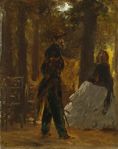 Rendőr és hölgy a Tuileriák kertjében alkotó: Adolph Menzel