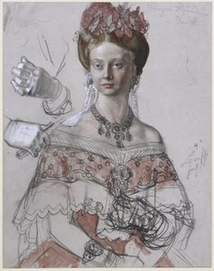 Alexandrine porosz hercegnő, portrétanulmány a „I. Vilmos koronázása Königsbergben” című festményhez alkotó: Adolph Menzel