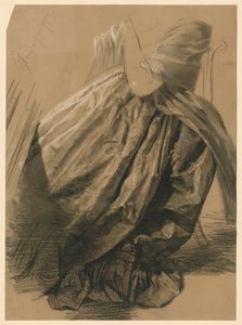 Balra ülő hölgy szoknyája, tanulmány „A zavarás”-hoz alkotó: Adolph Menzel