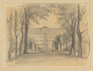 A Sanssouci-palota teraszokkal és szökőkúttal alkotó: Adolph Menzel