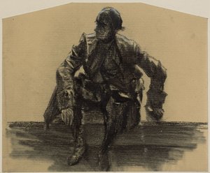 Szemből ülő öregember, bal kezére támaszkodva alkotó: Adolph Menzel