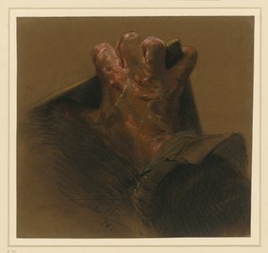 Tanulmány egy lemez szélein átnyúló férfi jobb kézről alkotó: Adolph Menzel