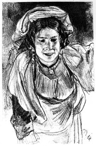 Tanulmány egy olasz lányról, 1880-1882. alkotó: Adolph Menzel