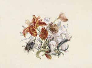 Asztali edények: levesestál, puttóval és léggyel díszített fedél alkotó: Adolph Menzel