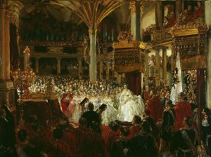 I. Vilmos porosz királlyá koronázása a königsbergi kastélyban 1861-ben, 1861-ben. alkotó: Adolph Menzel
