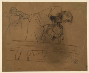 Fúróval és vésővel dolgozó asztalos alkotó: Adolph Menzel