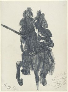 „Halál lovagja”. A 16. század végéről származó, tornapáncélban ábrázolt lovasfigura lándzsával a drezdai Történeti Múzeumban alkotó: Adolph Menzel