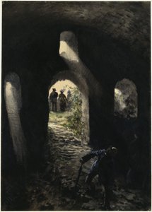 Turisták a rheinfelsi romoknál alkotó: Adolph Menzel