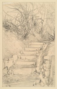 Kültéri lépcső bozóttal alkotó: Adolph Menzel