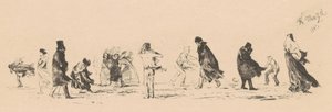 Cím nélkül (Alakok erős szélben) alkotó: Adolph Menzel