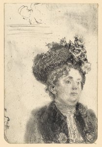Női mellkép kalappal alkotó: Adolph Menzel