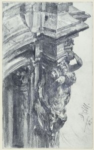 Nyugati szoborpár a drezdai Zwinger falpavilonjánál, a falteraszról nézve alkotó: Adolph Menzel