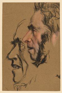 Két tanulmány egy balra néző férfiarcról alkotó: Adolph Menzel