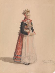 Ingeborg Andresdatter Gulsvik menyasszonyként alkotó: Adolph Tidemand