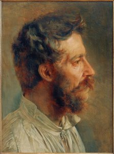Szakállas munkásfej profilban alkotó: Adolph Menzel