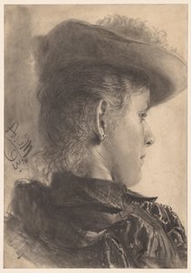 Egy nő mellszobra, hátulról nézve alkotó: Adolph Menzel