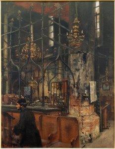 A prágai régi-új zsinagóga belseje alkotó: Adolph Menzel