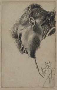 Egy fiatal nő feje alulról alkotó: Adolph Menzel