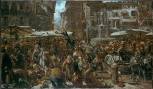 Piazza d’Erbe Veronába alkotó: Adolph Menzel