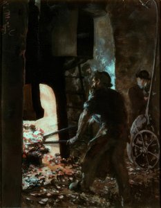 Önarckép egy munkással a gőzkalapácsnál alkotó: Adolph Menzel