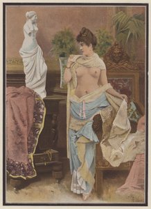 Nő összehasonlítja magát Milo Vénusz szobrával (színes litó) alkotó: Adolphe Frederic Lejeune