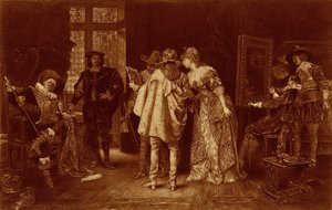 Ínyencek a Rembrandt stúdiójában, illusztráció a „Nagy férfiak és híres nők” című könyvből (litho) alkotó: Adolphe Alexandre (after) Lesrel