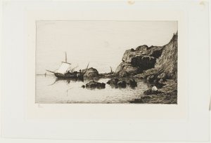 Horgászhajó a Collioure-i sziklák közelében alkotó: Adolphe Appian