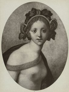 Egy női alakot, esetleg egy istennőt ábrázoló festmény fotóreprodukciója Vénusz (cím a tárgyon) alkotó: Adolphe Braun and Cie. (attributed to)
