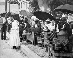 Kötéldohányárusok, Jamaica, c1905.