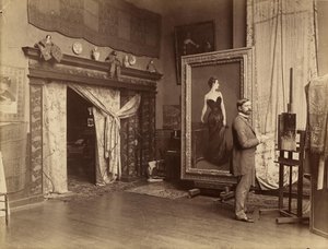 John Singer Sargent műteremben alkotó: Adolphe Giraudon