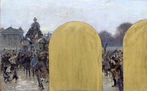 Vázlat a párizsi városháza prefektusi irodájához: Gyülekezés a strasbourgi szobor előtt