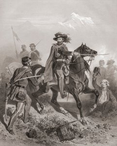 Giuseppe Garibaldi a varese-i csatában. (nyomtatás) alkotó: Adolphe Jean Baptiste (after) Bayot