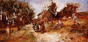 Ganagobie-i táj, 1872 (panel) alkotó: Adolphe Joseph Thomas Monticelli