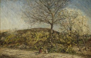 Táj virágzó gyümölcsössel alkotó: Adolphe Joseph Thomas Monticelli